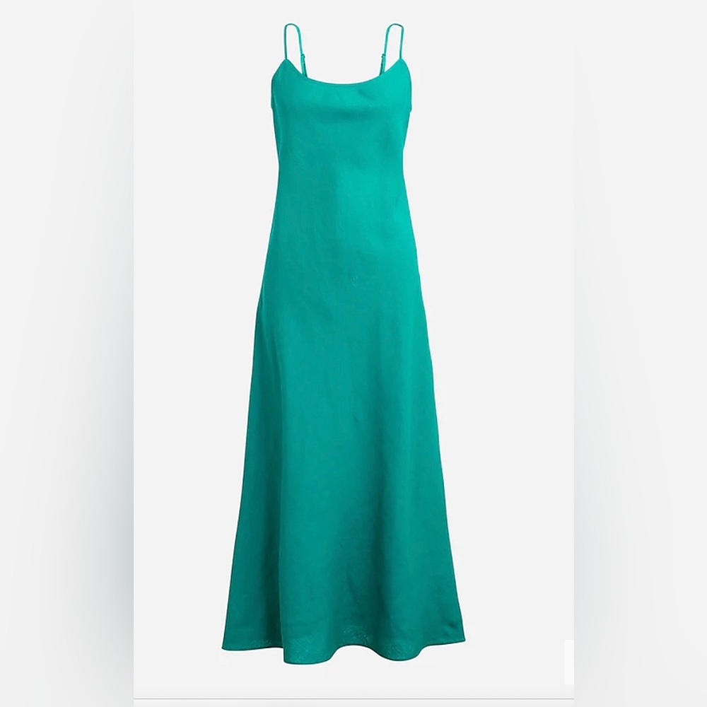 J.Crew Gwyneth slip dress in linen green RETRO JADE 16 NWT - Picture 4 of 10